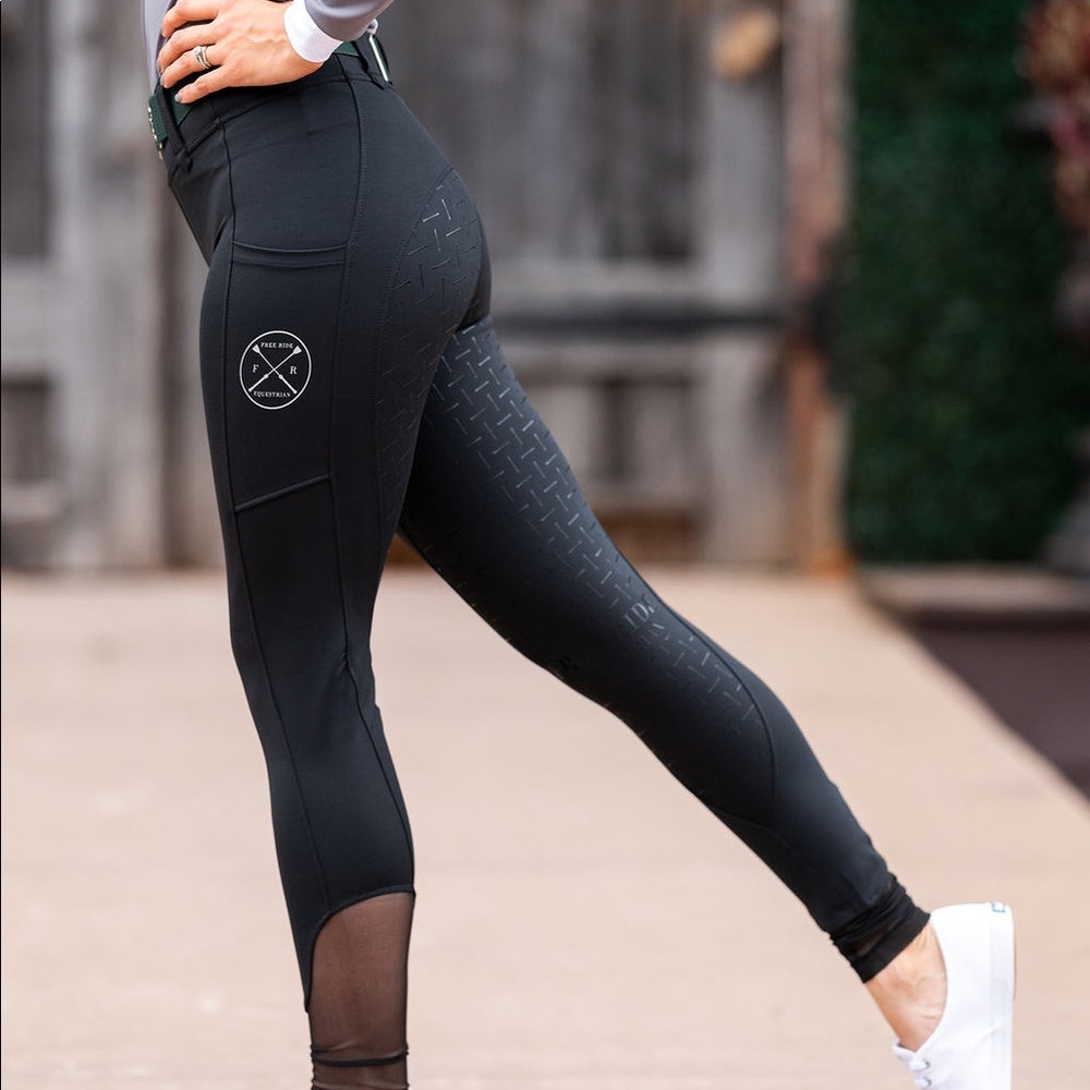Free Ride Equestrian Empower Hybrid Knee Patch Breech Black w Phone Pockets
